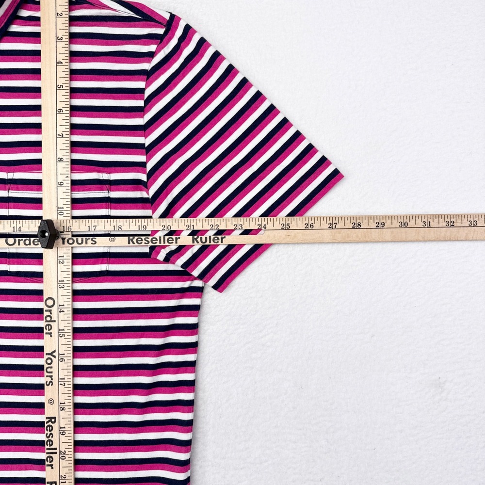 Ralph Lauren Polo Golf Shirt Mens Size‎ Medium Pink Blur Striped Vintage Lisle - Picture 6 of 7